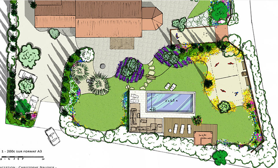 Conception de jardin plan Accent du Sud