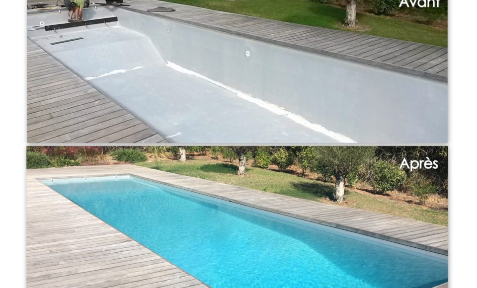 Rénovation de piscine en béton avant après