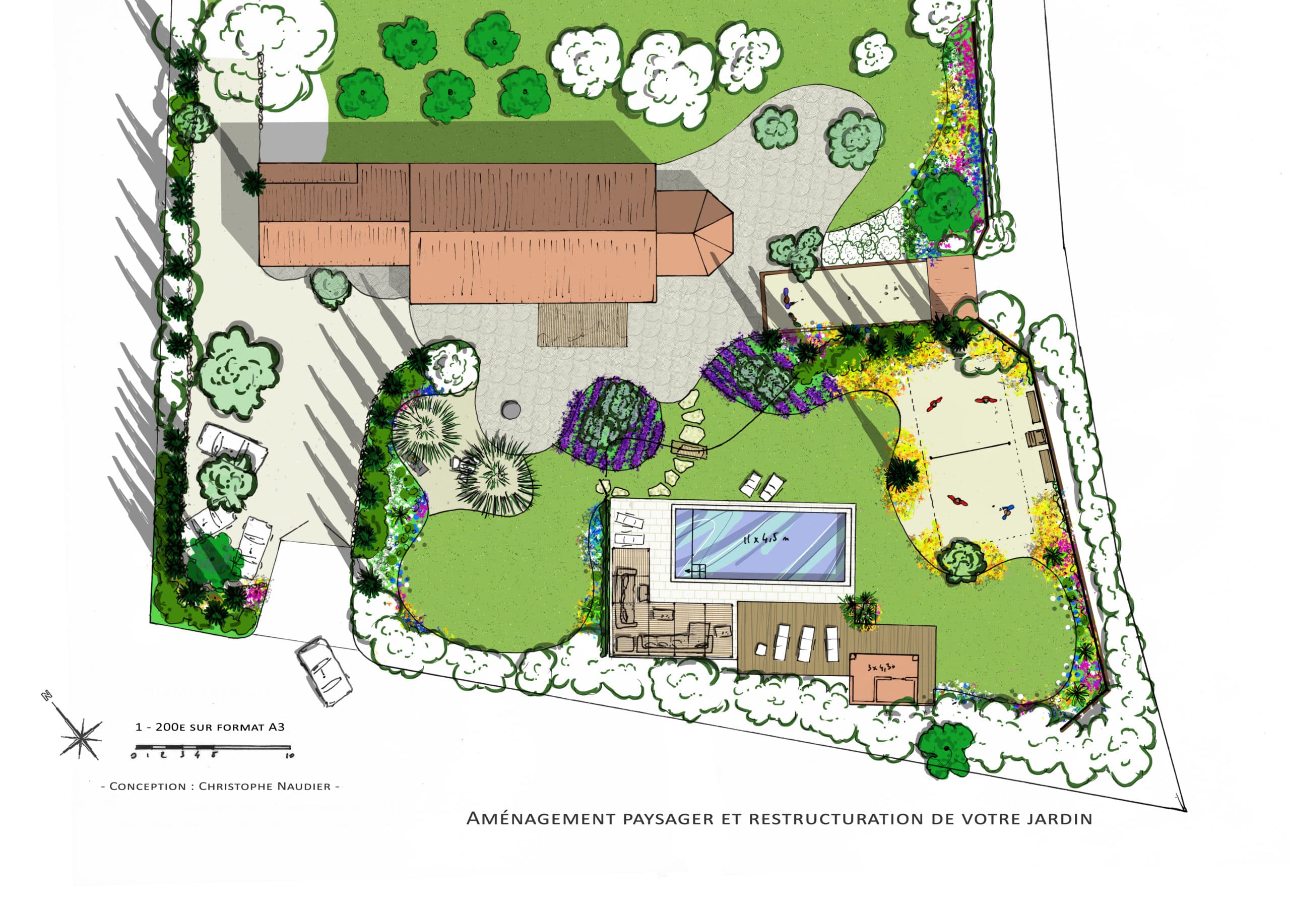 Création d'un jardin paysager projet Accent du Sud